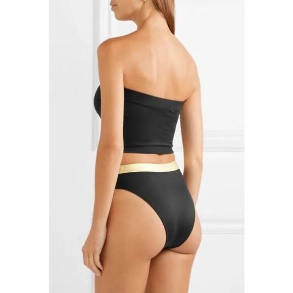 NWT Solid & Striped Bikini Bottom Bella Bottom size Small Black Gold - Picture 6 of 10